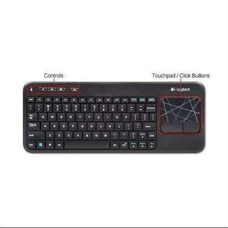 Logitech - K400 Multi-device TKL Wireless Membrane Keyboard for PC/TV/Laptop/Tablet with Built-in Touchpad - Black