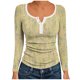 thumbnail image 3 of HongQid Women's Long Sleeve Shirts Casual Fall Henley Top Button Down Blouses Basic Ribbed Knit T Shirts, 3 of 6
