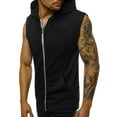 thumbnail image 2 of vastwit Men's Athletic Hoodies Zip Up Gym T-Shirt Bodybuilding Sleeveless Muscles Tees Workout Hooded Black L, 2 of 7
