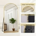 thumbnail image 4 of BEAUTYPEAK 77"x39" Arch Full Length Mirror Oversized Floor Mirrors for Standing Leaning, Gold, 4 of 9