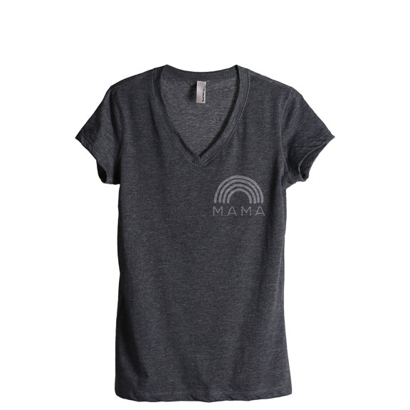 Rainbow Mama Women's Fashion Relaxed V-Neck T-Shirt Tee Charcoal Grey X-Large