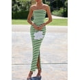 thumbnail image 4 of Vestido PRETTYGARDEN Strapless Bodycon Largo Maxi Verde Blanco XS, 4 of 8