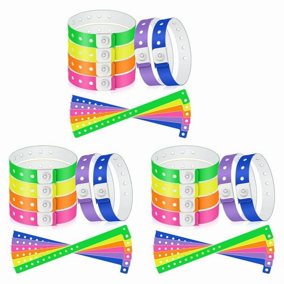 144pcs Vinyl Wristbands Plastic Event Colorful for Events Concert Carnival Nightclub, Set 2