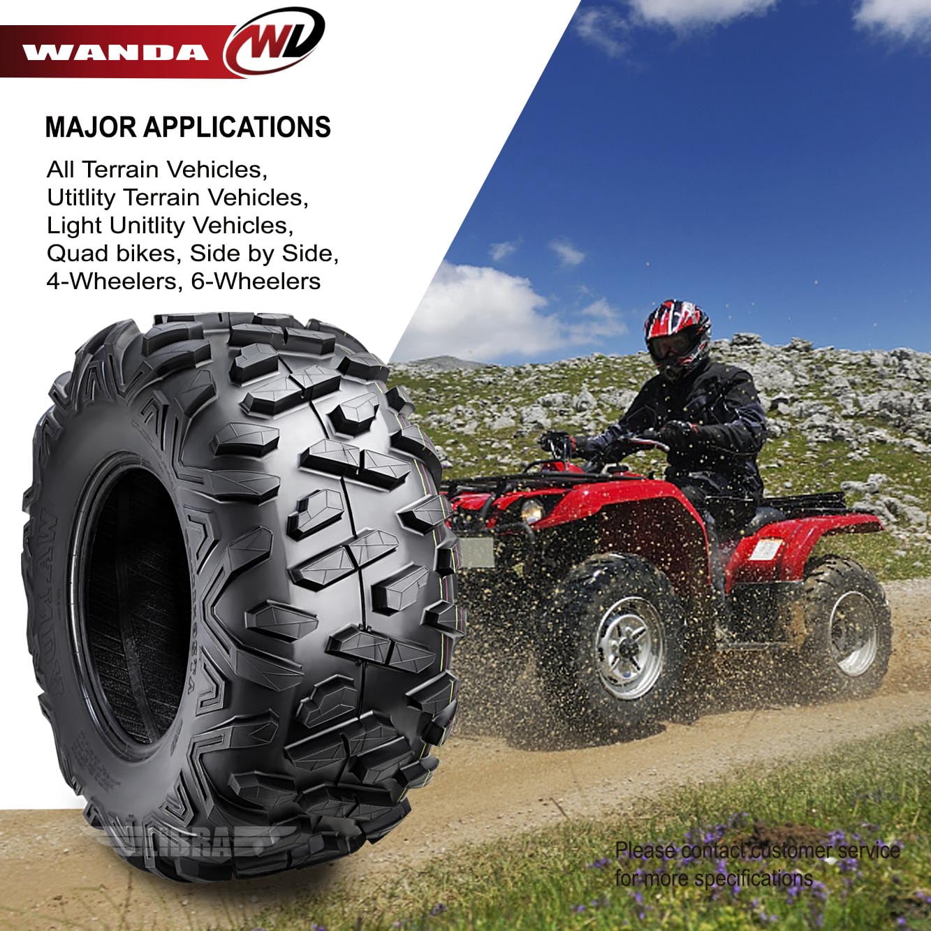 2) WANDA 8PR UTV ATV Tires 27x11x14 Fit 14,16