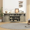 thumbnail image 2 of GloryStar TV Stand for 75 Inch TV, Mid Century Modern Entertainment Console with Sliding Barn Doors and Open Storage, 2 of 7