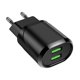 thumbnail image 1 of Enchufe de la UE 2 puertos Cargador USB 2.1A Teléfono de pared Tableta Cargador rápido (Negro), 1 of 7