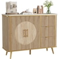 thumbnail image 5 of Vecenuy 47.3" Modern Buffet Cabinet with Storage, Kitchen Sideboard with 2 Doors & 3 Drawers, Fluted Coffee Bar for Dining Room, Living Room, Entryway, Natural Oak, 5 of 9