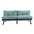 thumbnail image 5 of Convertible Sofa Bed, Chenille Upholstered Futon Couch with Double Back and Metal Legs, Comfy Sleeper Sofa with Thick Seat Cushion for Living Room, Bedroom, Office, Mint green, 5 of 9