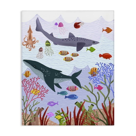 Stupell Industries Scandinavian Underwater Sea Animals Canvas Art, 16 x 20, by Regina Moore