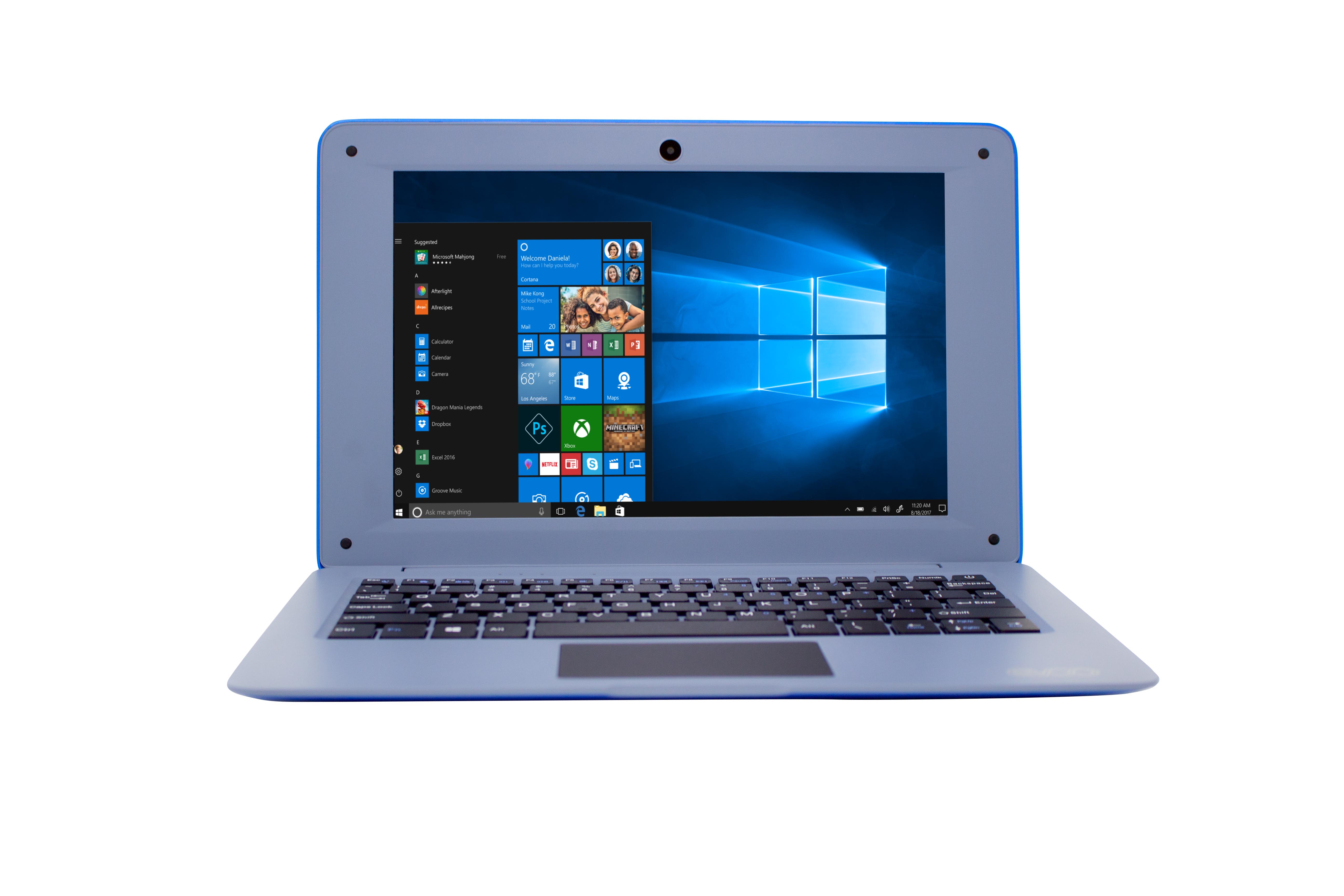 EVOO 10.1" Ultra Thin Laptop, Quad Core Processor, 2GB Memory, 32GB Storage, Mini HDMI, Front Camera, Windows 10 Home, Blue - image 2 of 7