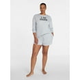 thumbnail image 2 of Joyspun Women's Bridal French Terry Knit Long Sleeve Top and Shorts Pajamas Set, Sizes XS-3X, 2 of 7