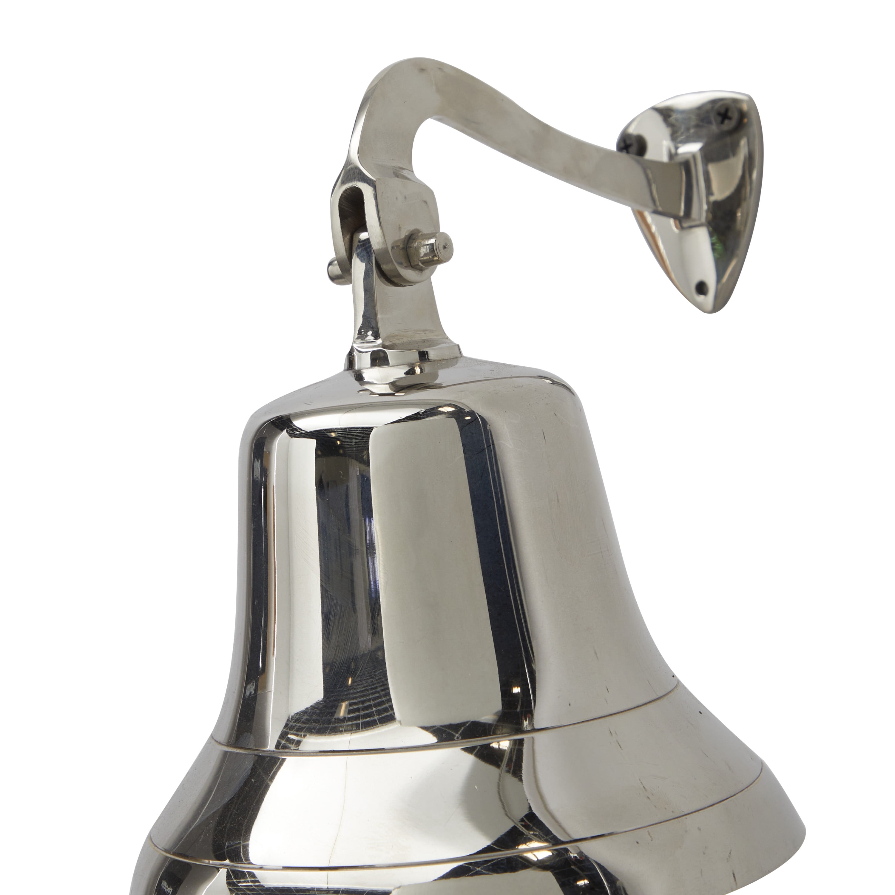 DecMode Silver Brass Bell Decorative Bell with Rope Detailing