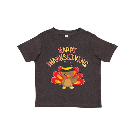 Inktastic Happy Thanksgiving Cute Turkey in Pilgrim Hat Boys or Girls Toddler T-Shirt
