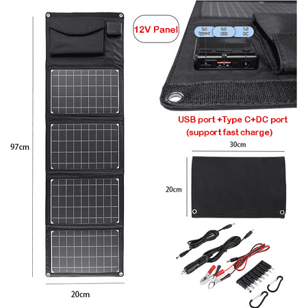

12V 100W Fast Charge interface Portable Foldable Solar Panel Dual USB Charger Outdoor Solar Cells Plate Power Bank Solar Energy
