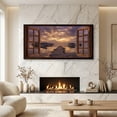 thumbnail image 3 of Lake Boat Window Canvas Wall Art - Nature Scenery Coastal Pictures Landscape Canvas Prints, Horizontal Modern Painting Artwork for Living Room Bedroom, 3 of 7