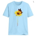 thumbnail image 2 of Blouse Été Manches Courtes T-shirt Imprimé Tournesol Blouse Col Rond Top, Bleu Clair, L, 2 of 5