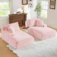 thumbnail image 2 of Muumblus Oversized Double Chaise Lounge Chair, Modern Indoor Boneless Cloud Sofa, Plush Corduroy Upholstered Modural Sectional Sleeper Couch for Living Room Apartment, Pink, 2 of 9