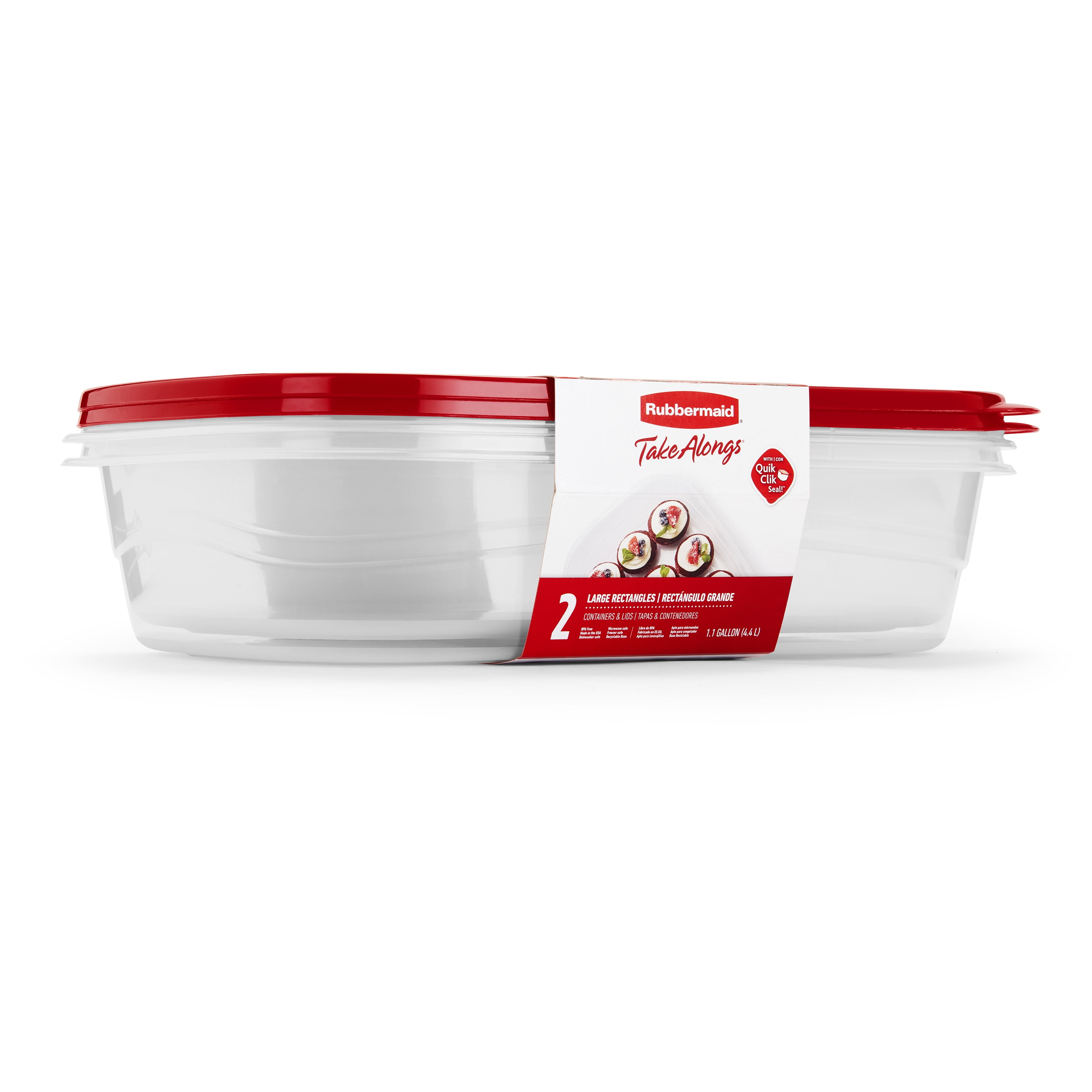 Rubbermaid TakeAlongs, 1 Gallon, 2 Packs, Red, Large Rectangular Plastic  Food Storage Containers