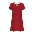 thumbnail image 5 of SMihono Womens Summer Tshirt Dresses Petal Short Sleeve Keyhole Mini Dress 2025 Trendy Casual Loose Vacation Beach Dresses Red L, 5 of 5