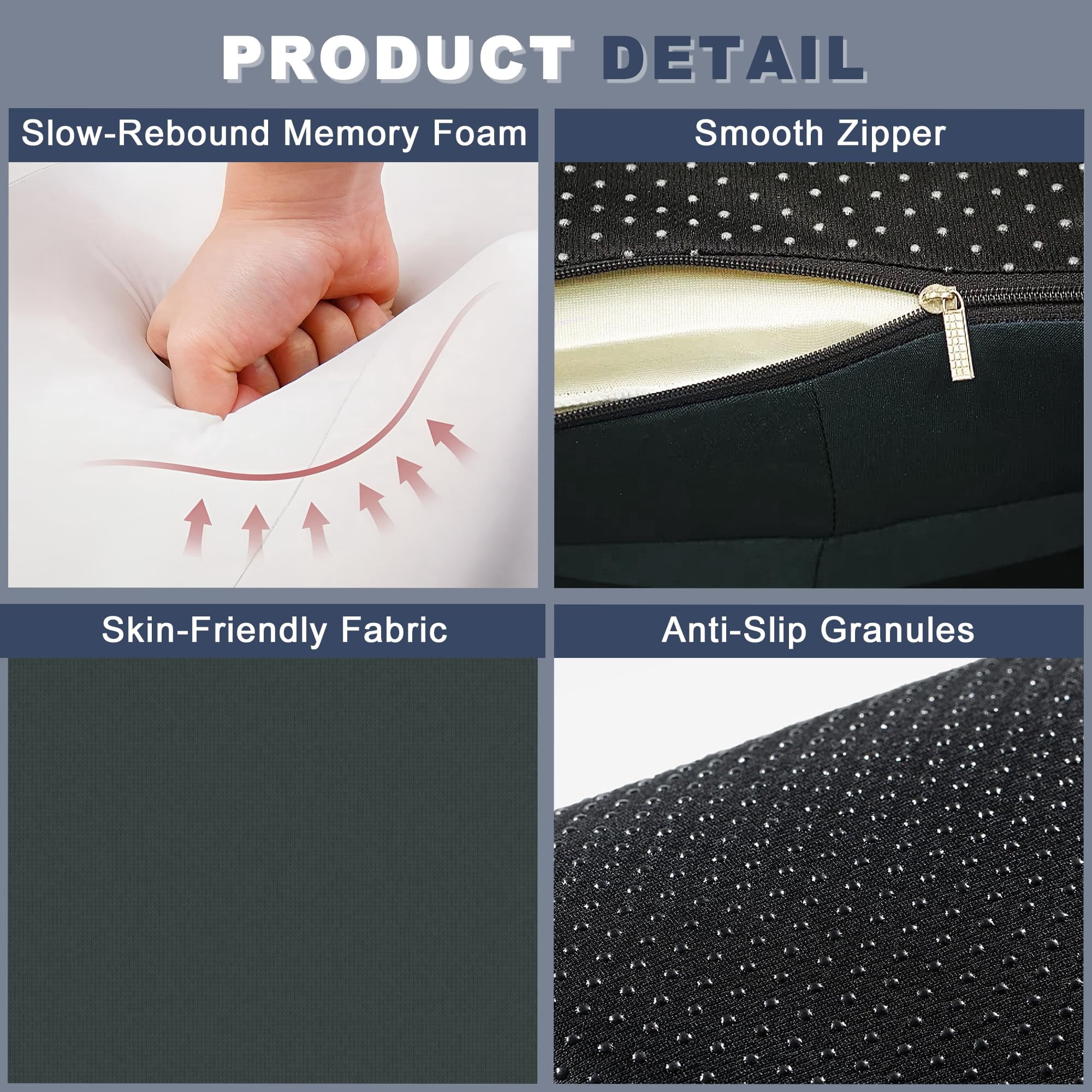 Memory Foam Wedge Pillow  Prone For Sleeping Reading Bed Support & Sitting Up Ideal Massage With Removable Cover