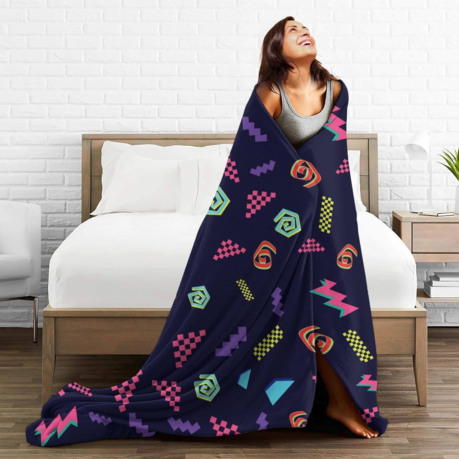 90s Vintage Style Throw Blanket Soft Travel Blanket Lightweight