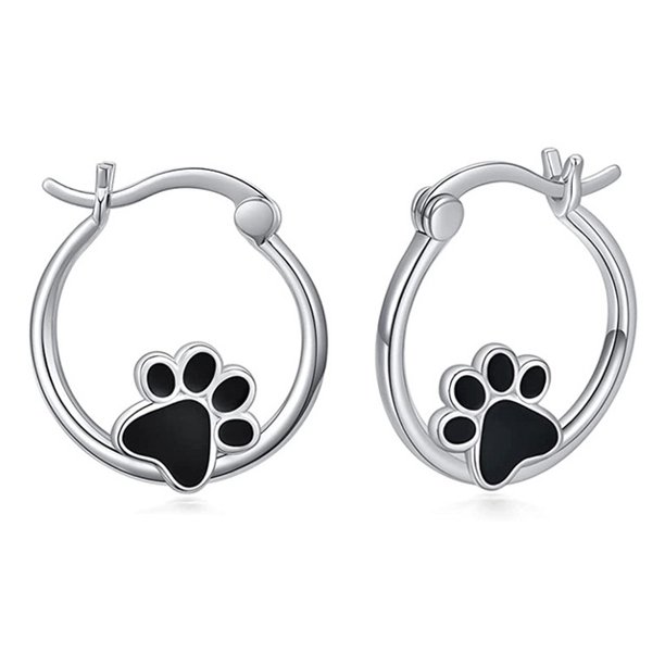 Pendientes De Aro De Diseño De Huella Negra Lindos 925 Para Las Mujeres Esmalte De Lujo Fiesta De Cumpleaños Declaración Joyería Envío De Gota