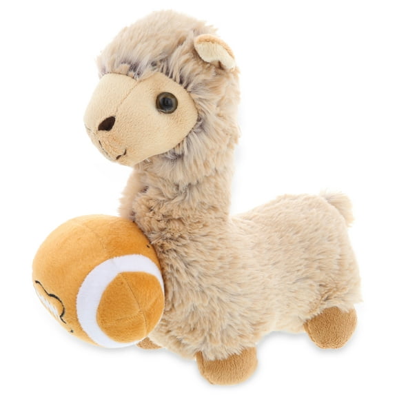 DolliBu Beige Llama Stuffed Animal with Football Plush - Soft Huggable Llama, Adorable Playtime Plush Toy, Cute Farm Animal Gift, Football Plush Animal Toy for Kids and Adults - 11 Inch
