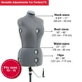 thumbnail image 2 of SINGER Female Adjustable Gray Dress Form Fits Sizes 10-18 Pinnable Mannequin Body Torso with 360 Degree Hem Guide, Foam-Backed Fabric Exterior, 12 Dials, Tri-Pod Stand, 2 of 9