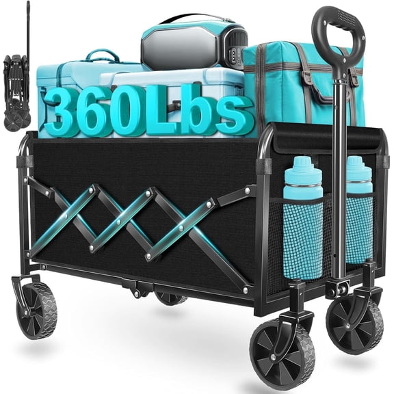 JINIHFW Black Metal, 360 lb Load Capacity, Collapsible Trolley