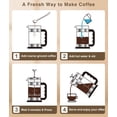 thumbnail image 4 of Cafetera de prensa francesa, prensa de café clásica de 34 oz, cafetera de vidrio de borosilicato resistente al calor con filtros de desmontaje de 4 niveles, cafetera portátil de preparación fría para, 4 of 5