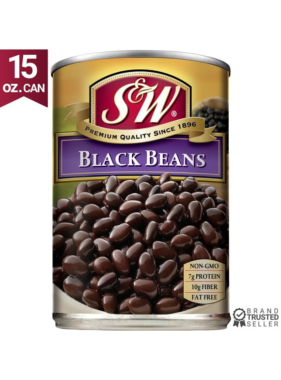 S & W Canned Black Beans, 15.5 oz Can