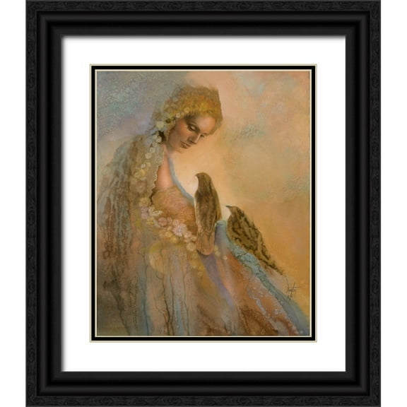 Lund, Denton 12x14 Black Ornate Wood Framed with Double Matting Museum Art Print Titled - Conversation