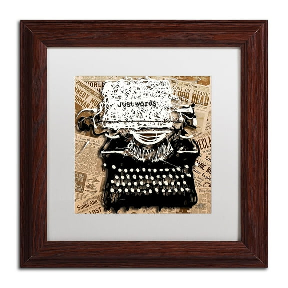 Trademark Fine Art "Just Words 1" Canvas Art by Roderick Stevens, White Matte, Wood Frame