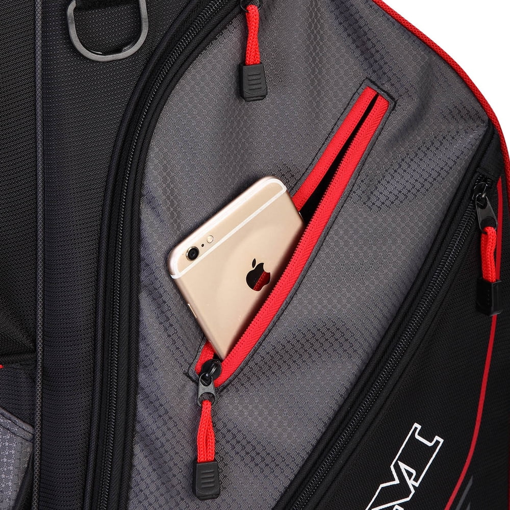 Ram Golf Lightweight Cart Bag with 14 Way Dividers Top Black/Grey/Red