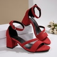 thumbnail image 4 of IEMIEMIEM Women's Sandals Low Chunky Block Heels 2026 Dressy Arch Support Open Toe Ankle Strap Summer Casual Wide Width Comfot Sandals Non Slip Walking Pump Shoes Red 8 Wide, 4 of 9