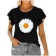 thumbnail image 1 of Mujeres Manga Corta Tops Moda Imprimir Blusa Divertida, Cuello Redondo Poliéster Spandex Tee, 1 of 6
