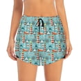 thumbnail image 2 of Rateoe Sea Lighthouse Printed 2 in 1 Women's Workout Shorts for Athletic Gym Running Shorts with Phone Pockets-Medium, 2 of 7