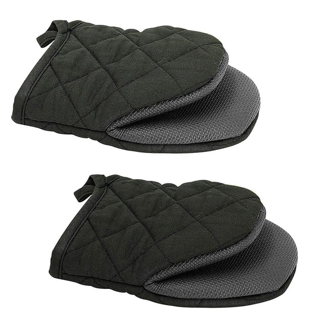 Wosthever Guantes de cocina versátiles y resistentes al calor de los mitones negros del horno del silicón para cocinar y cocer Herramientas y accesorios para hornear