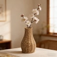 thumbnail image 4 of Rattan Vase for Flowers, 10.24" Rustic Woven Wicker Vase for Boho Home Decor, Dark Brown Imitation Rattan Flower Basket, Farmhouse Desktop Centerpiece for Pampas Grass, Dried Floral Arrangement, 4 of 6