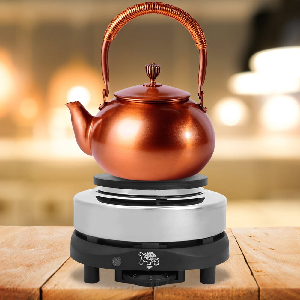 Nieyigj Portable Electric Countertop Stove, 500W Single Burner Heating Plate for Tea Coffee Kitchen Cooking, 5-Level Temperature Control, Compact Stainless Steel Design, Silver, 5.12 inches