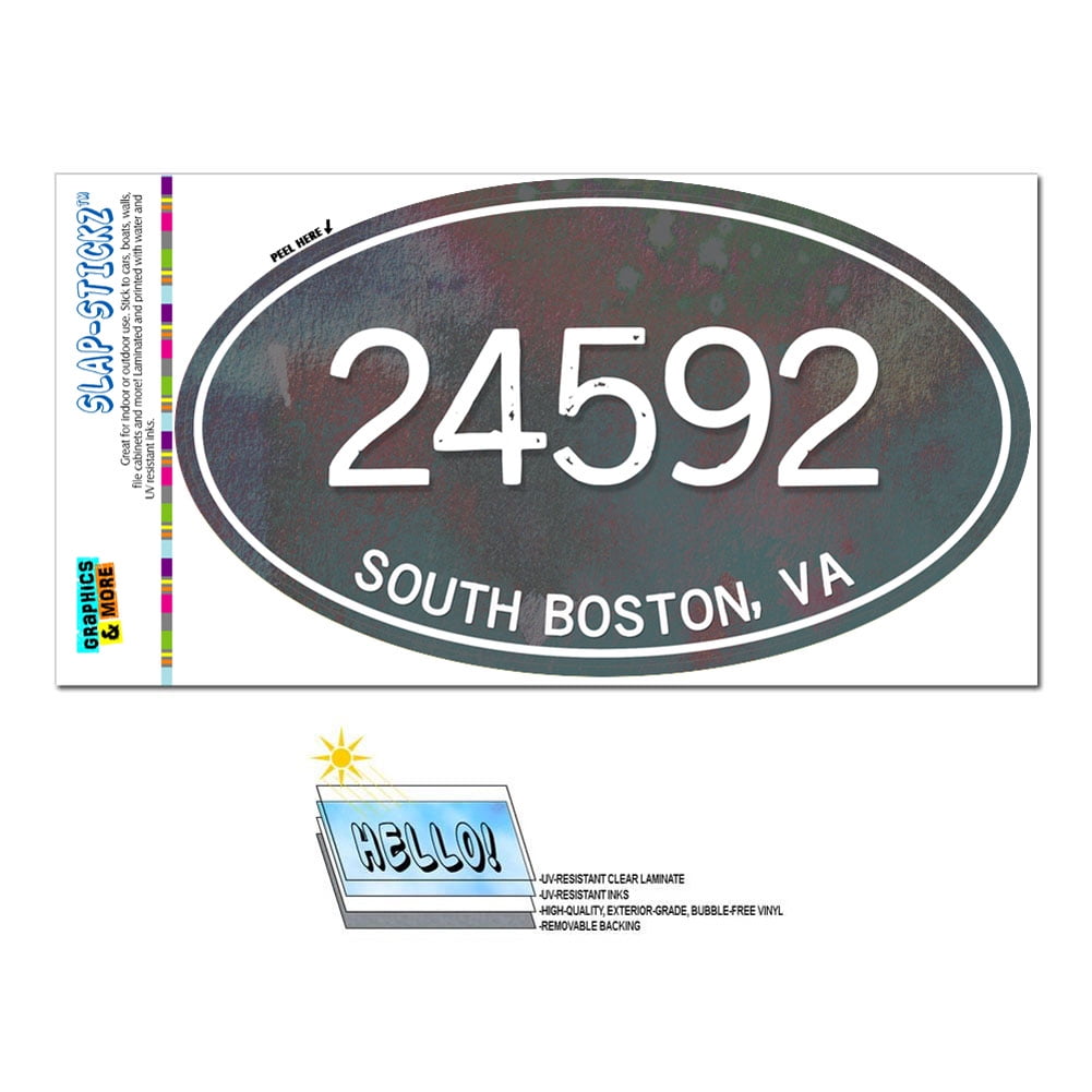 24592 South Boston, VA Unisex Metal Oval Zip Code Sticker