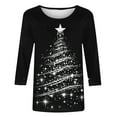 thumbnail image 5 of Christmas Costumes for Women Glitter Christmas Tree Shirt Womens 3/4 Sleeve Tops Crewneck Casual T Shirt Vacation Shirts, 5 of 5