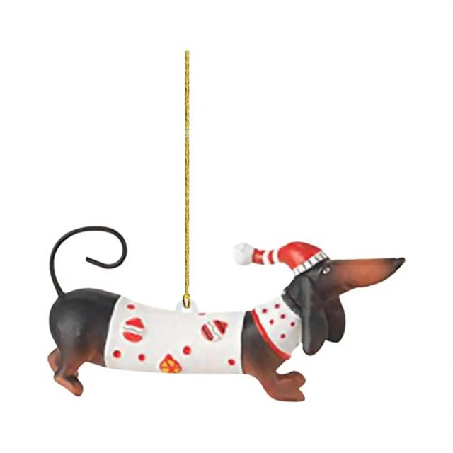 Adornos colgantes para árbol de Navidad, colgantes acrílicos con forma de perro salchicha para fiesta, decoraciones navideñas para el hogar, regalos de Navidad y Año Nuevo
