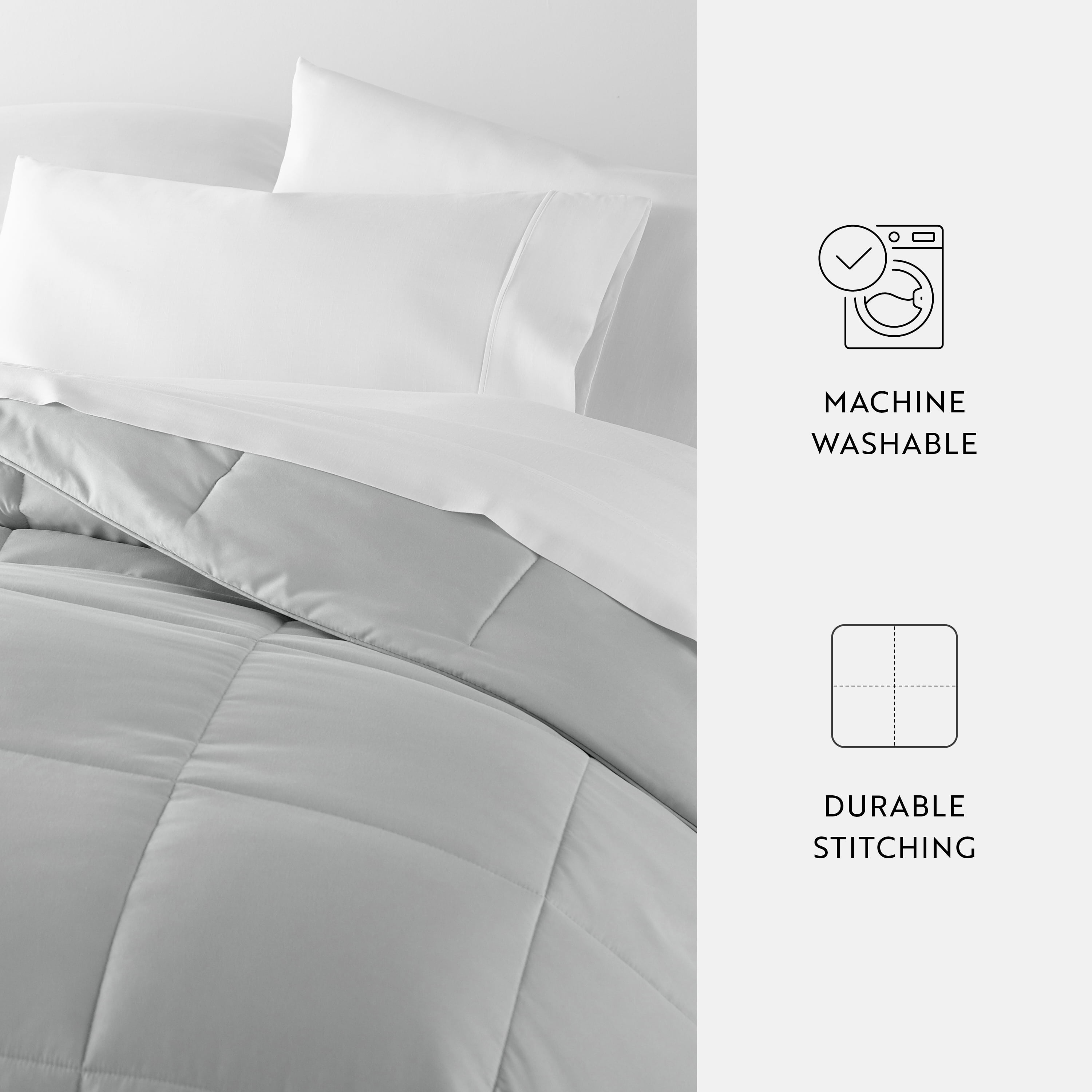 Noble Linens Light Gray All Season Lightweight Down-Alternative Solid Comforter, King/Cal King