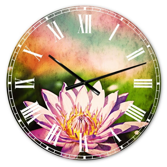 Designart 'Purple Lotus on Abstract Background' Traditional wall clock