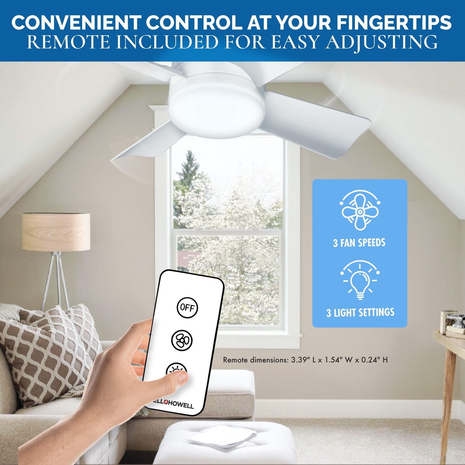 Bell Howell Socket Fan Ceiling Fan Light Indoor With Remote Dimmable LED Light 2100 Lumens RGB - Walmart Supplies - View #2