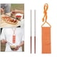 thumbnail image 3 of Palillos de viaje de 200 mm con bolsa, reutilizables, de acero inoxidable, de madera, portátiles, aptos para lavavajillas. Medio acero inoxidable, 3 of 9