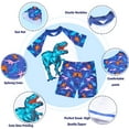 thumbnail image 5 of Nidoul Kids Boys Swimsuit Two Piece UV Sun Protection Swimwear Dinosaur Short Sleeve Kids Rash Guard Bathing Suit with Sun Cap UV Protection 3-6 Years, 5 of 6