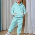 thumbnail image 5 of Girls Sweatsuit Neck - Girls Casual Print Hoodie And Pants Fashionable Two Piece Outfit For Kids Comfortable Athleisure (Mint Green,2-3 Years), 5 of 7
