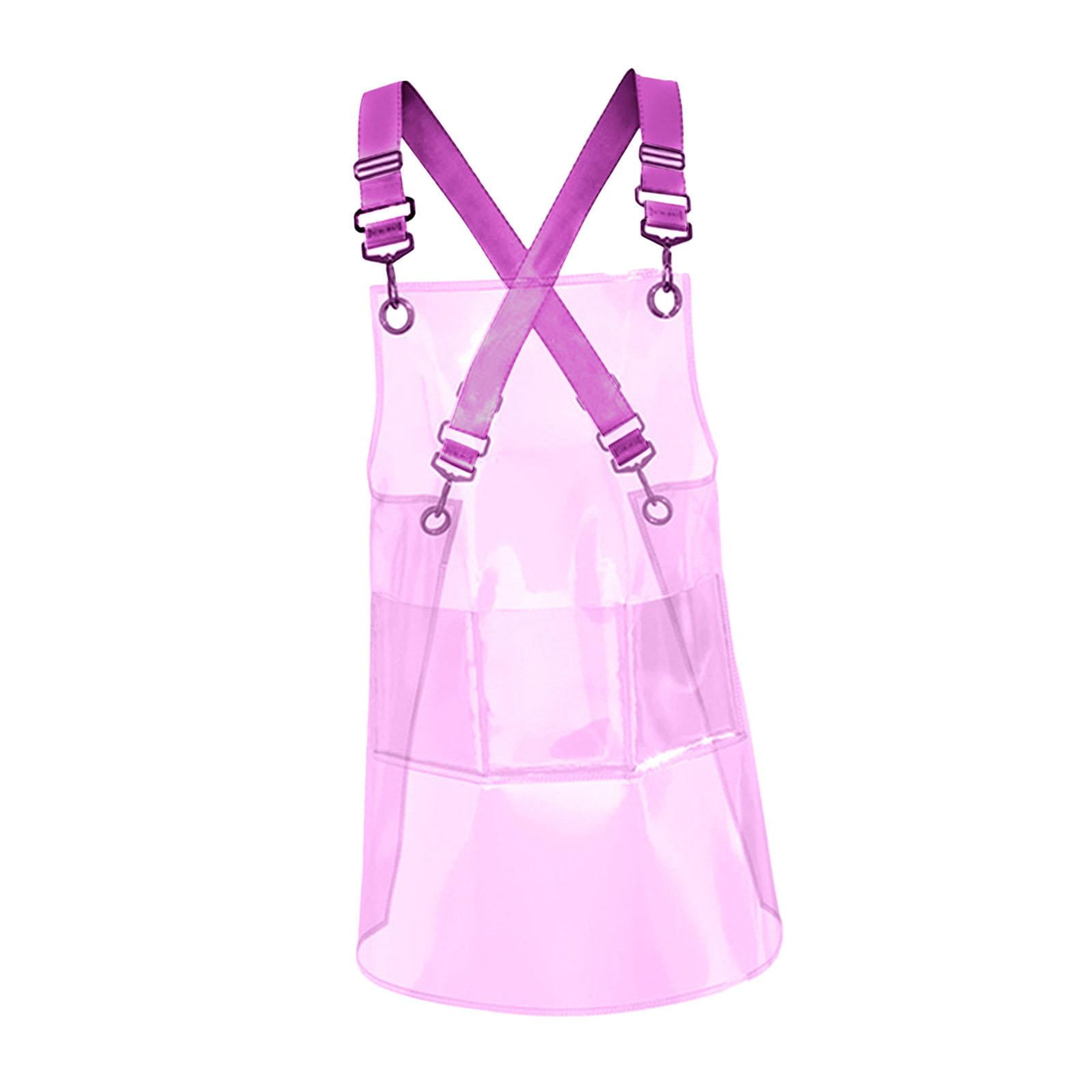 Fiocias Transparent Apron Hair Stylist Apron Gardening Chef Apron with Pocket for Flower Pink 80cm